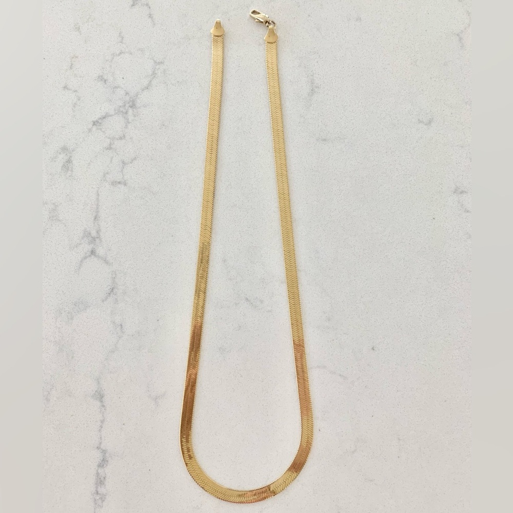 Vintage Gold Flat Herringbone Necklace